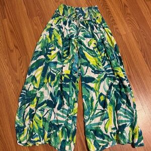 Free Destinations Vibrant Leaf Print Wide-Leg Pants XL Boho Resort Summer NWOT